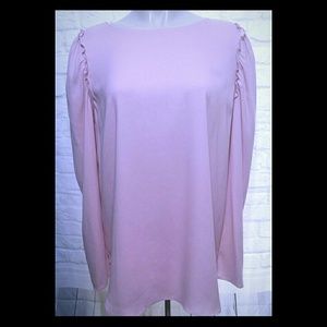 New! Ann Taylor Blush Pink LS Ruffle Blouse M